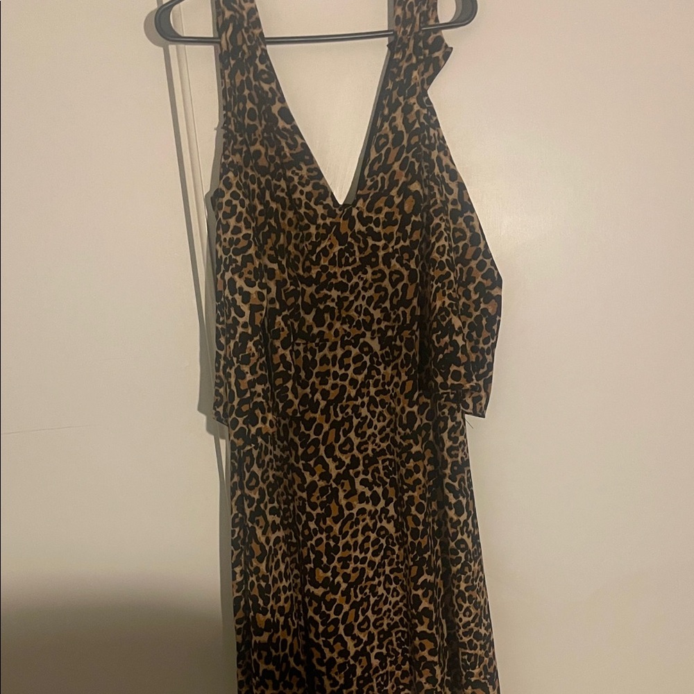 Ashley Stewart Brown Leopard Asymmetrical Dress